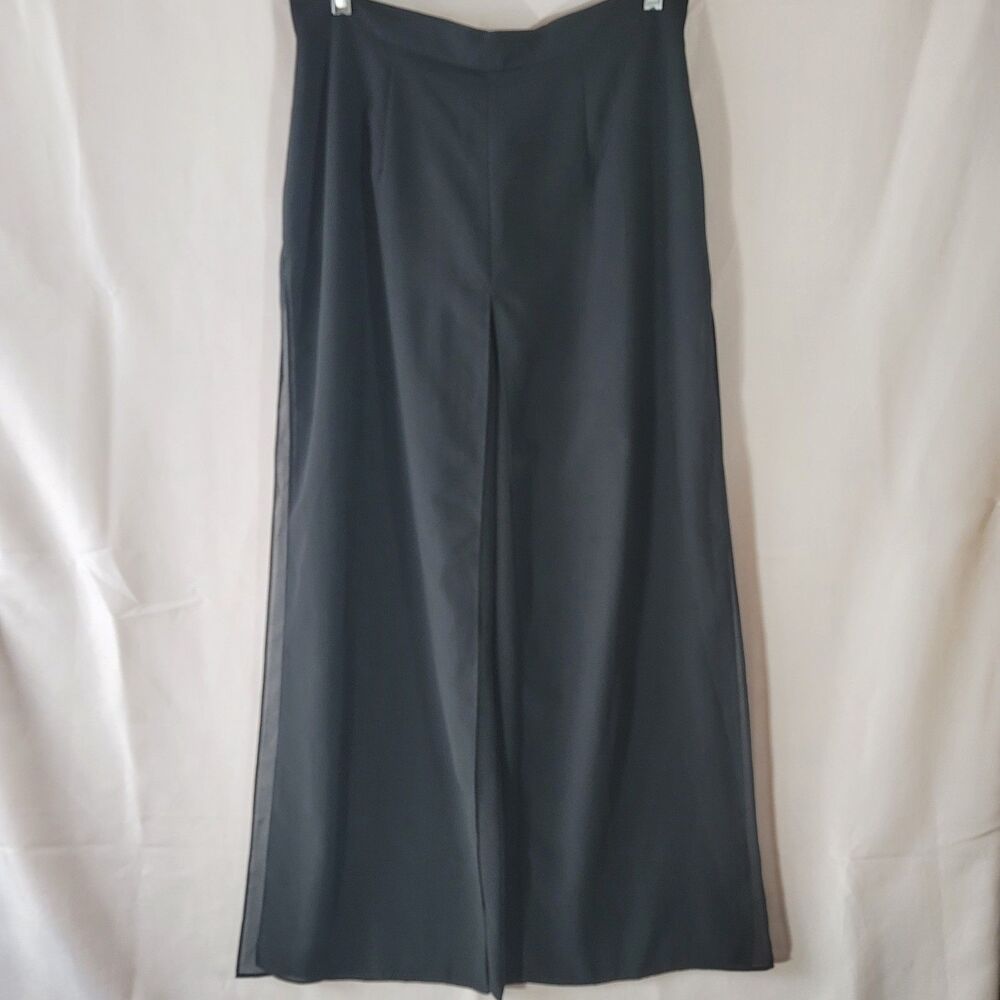 MSK Black Chiffon Split Overlay Wide Leg Palazzo Dress Pants Women's Size 14